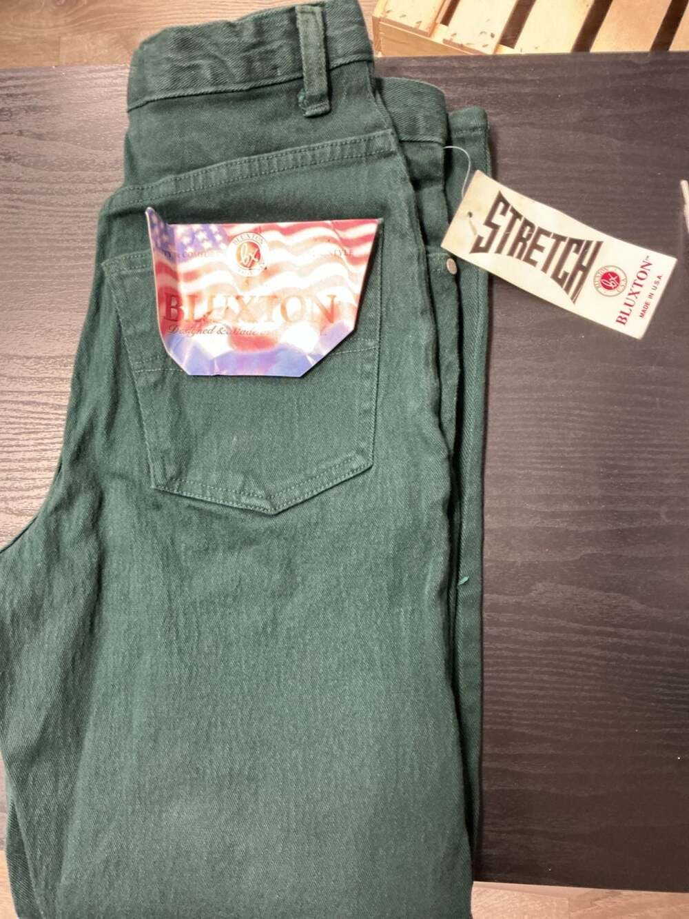 Vintage Bluxton Made in U.S.A. Stretch Overdyed Green Denim Jeans